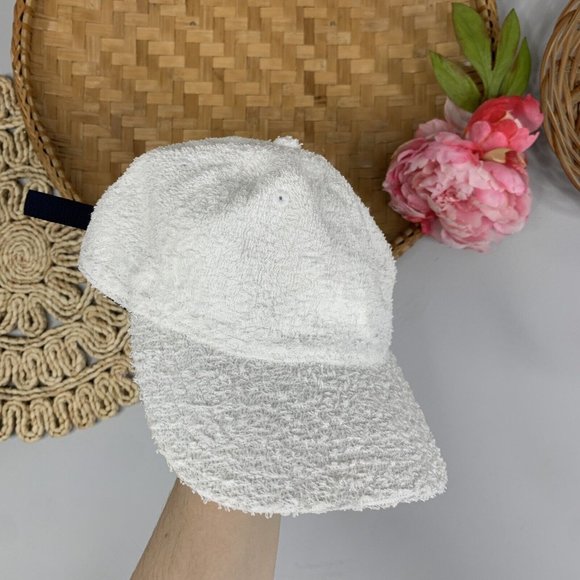 J.Crew Womens Hat One Size White Fuzzy Baseball Cap Light Academia Adjustable